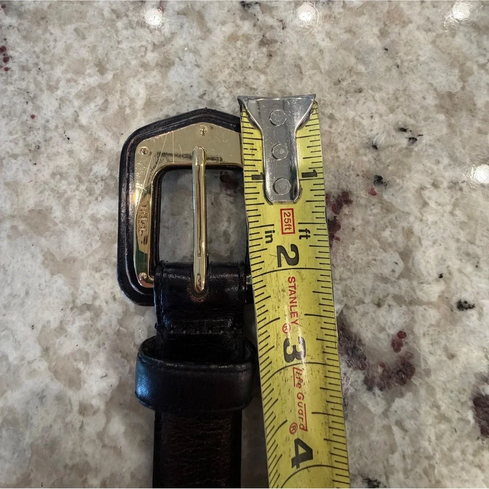 Ralph‎ Lauren Black/Brown Leather Belt Gold Buckle Size L 132 cm